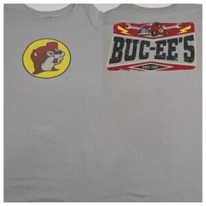 Buc-ees's Since 1982 Grey T-shirt Featuring Beaver On Front -Truck On Back Large
